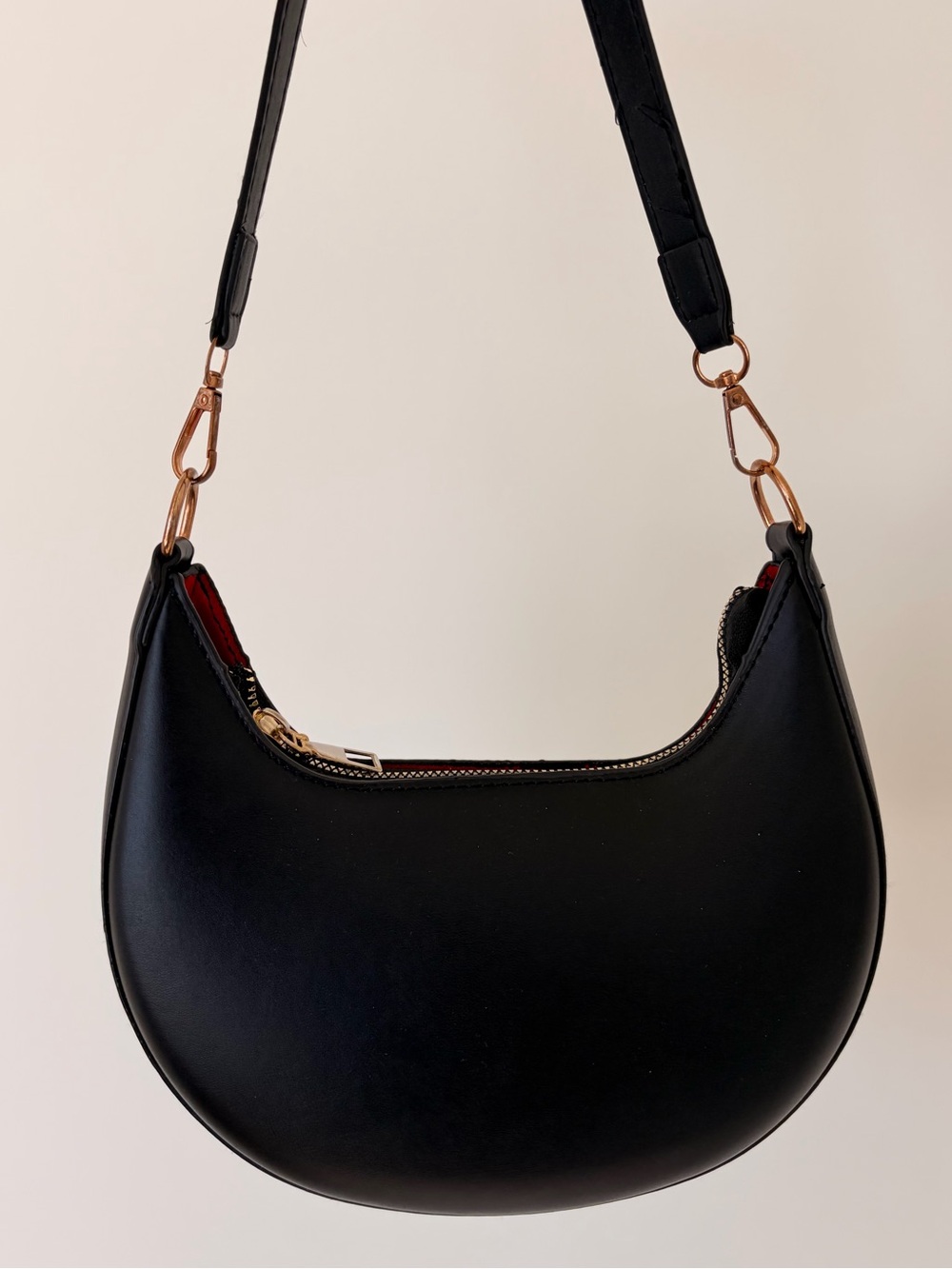 Petal & Pup Black Women's Half-Moon Shoulder Bag - Elegant Minimalist Design